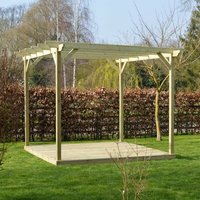 Rutland County Garden Furniture Ltd - Garden Pergola and Decking Kit - Wood - L360 x W360 x H270 cm - Light Green