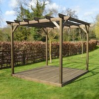 Rutland County Garden Furniture Ltd - Garden Pergola and Decking Kit - Wood - L480 x W480 x H270 cm - Rustic Brown