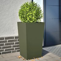 Garden Planters Olive Green 2 pcs 45x45x75 cm Steel Vidaxl