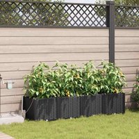 Garden Planters Black 160 x 40 x 37.5 cm Steel Vidaxl