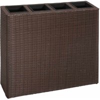 Vidaxl - Garden Raised Bed with 4 Pots Poly Rattan Brown