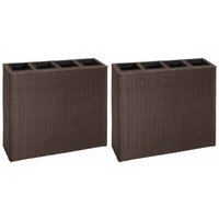 Vidaxl - Garden Raised Bed with 4 Pots 2 pcs Poly Rattan Brown(2x41085)
