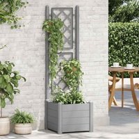 Garden Planter with Trellis 43x43x142 cm pp Stone Grey Vidaxl