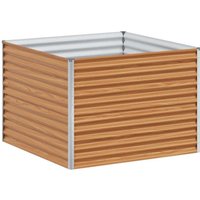 Garden Raised Bed Light Brown 98 x 100 x 68 cm Galvanised Steel vidaXL