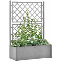 Garden Raised Bed with Trellis and Self Watering System Grey Vidaxl