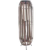 Garden Solar Lantern Dark Brown Synthetic Material Woven Shade Iron Base LED Garden Deco MUZIZI