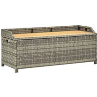 Garden Storage Bench 120 cm Poly Rattan Grey vidaXL