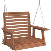 Garden Swing Chair with Metal Chains Brown Solid Wood Fir vidaXL