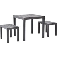 Garden Table with 2 Benches Plastic Brown Vidaxl