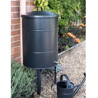 Garden Trading Classic Water Butt Carbon Grey Steel 100L and Tap