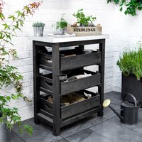 Garden Trading - Moreton Shed Unit Potting Table 3 x Storage Drawers Black