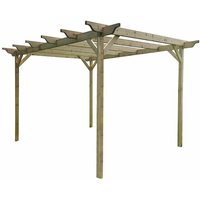 Arbor Garden Solutions - Windsor Wooden Garden Pergola Kit, 1.8m x 2.4m , (4 uprights) Rustic Brown