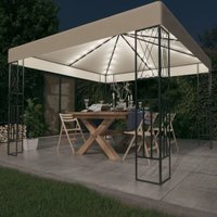 Bonnevie - Gazebo,Garden pavilion with led String Lights 3x3 m Cream Fabric VSVS838015