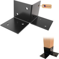 GeZu Impex Pergola Floor Bracket 91 x 91 mm Black Powder Coated Wooden Pergola Kit Floor Plates Ground Fi x ing Floor Support Post Connector Bracket