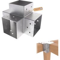 GeZu Impex Post Connector K 81 x 81 mm Hot Dip Galvanised Pergola 4 Way Right Angle Corner Connector Pavilion DIY Woodworks Bracket