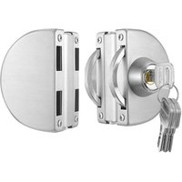 Glass door lock, double stainless steel bolt, rotating, pushing and pulling, double sliding access, security lock for office doors with 3 keys for
