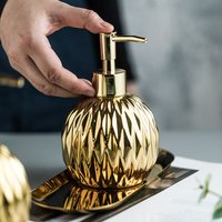 Odipie - Gold Ceramic Liquid Soap Dispenser - Modern Farmhouse Style - for Elegant Bathroom Decor, Hotel, Kitchen - o