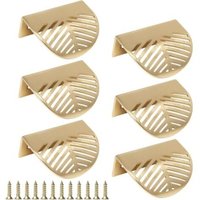 Gold furniture handles, 6 pieces, leaf-shaped cabinet handles, zinc alloy drawer handles with screws for kitchen furniture
