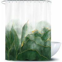Green Gold Ombre Shower Curtain, Modern Bathroom Art Decor, Green Gold Striped Fabric Waterproof Polyester, 72 x 72 inches