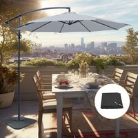 Grey Banana Garden Parasol Patio Hanging Umbrella Cantilever w/ Base Cover