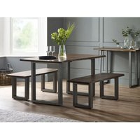Verty Furniture - Grey Medium Size Dining Table 1.5M Set 2 Chairs 1 Bench