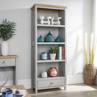 Home Source - Tall Bookcase Display Unit 4 Bookshelves Storage Drawer Metal Handles 36mm Top