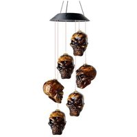 Halloween Skull Skeleton led Solar Wind Chimes for Outside Outdoor Porch Yard Garden