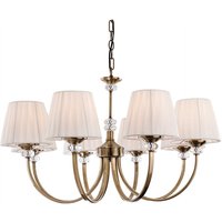 Firstlight Products - Firstlight Langham - 8 Light Multi Arm Chandelier Antique Brass, Pleated Cream Shades, E14