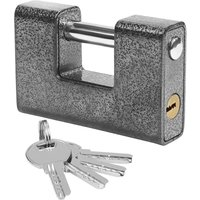 Heavy-duty outdoor padlock with 4 keys – large, one-piece padlock made of hardened solid steel – 12 mm thick shackle – secures garage doors,