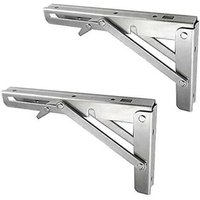 Heavy Duty Stainless Steel Folding Shelf Brackets – Set of 2, 90° Angle Wall Mounts, Load Capacity 100kg