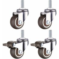 Heavy-Duty Swivel Caster in Rubber with M8 Threaded Stem for Hand Trolley, Work Tables, Furniture Wheels, 1.5 inch, Thread Diameter: 8mm, Length