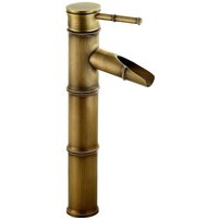 High Bathroom Faucet Waterfall Mixer Tap for Basin, High Basin Mixer Tap, Single Hole Faucet with Hot and Cold Water Available, Bamboo Mixer, 3 Break