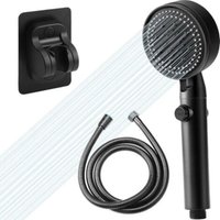High-Pressure Black Water-Saving Shower Head, 6-Mode Adjustable Bathroom Shower Head, Anti-Limescale Shower Head with Stop Function, Easy to Install
