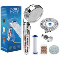 High Pressure Shower Head, Shower Head with Anti-Limescale Filter, Water-Saving Shower Head, Universal Massage Function, 3 Shower Modes, Suitable for