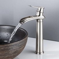 Readcly - High Waterfall Bathroom Faucet, Retro Brushed Matte Basin Mixer, Brass Basin Faucet, Antique Single Lever Bathroom Faucet for Bath Faucet