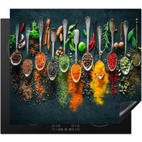 Mumu - Hob Cover, Kitchen Decoration, Protective Mat, Induction Protection, 40 x 60 cm, Herbs – Spices – Spoons