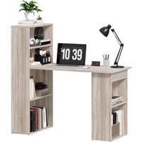 Homcom - 120cm Modern Computer Desk Bookshelf Writing Table Workstation Grey