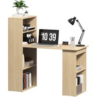 Homcom - 120cm Modern Computer Desk Bookshelf Writing Table Workstation Natural wood finish