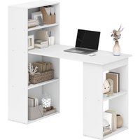 Homcom - 120cm Modern Computer Desk Bookshelf Writing Table Workstation White