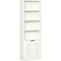 Homcom - 2 Door 4 Shelves Tall Bookcase Modern Bookshelf Storage Display Unit White