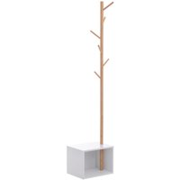 Homcom - Coat Rack Storage Bench Hallway Tree Hat Hanger Entryway Bedroom Stand