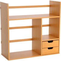 HOMCOM Desk Organiser Desktop Bookshelf 180 Degree Rotatable 2 Drawers Bamboo
