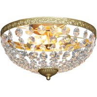 HOMCOM Chandelier Crystal Ceiling Light with E14 Base 2-Lights, Gold