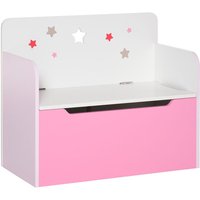 Homcom - Kids Wooden Toy Box Children Storage Chest Bench Organiser Safety Hinge Pink