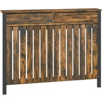 HOMCOM Large Radiator Cover with Drawers and Vertical Slats 119 x 19 x 93cm
