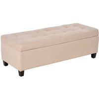 Homcom - Storage Ottoman Bench Padded w/ Tufting Hinged Lid Wood Frame Beige