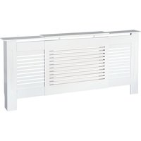 HOMCOM Extendable Radiator Cover Cabinet Slatted Design MDF White Home Office