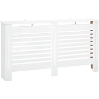HOMCOM Modern Radiator Cover Cabinet Slatted Design MDF White Medium
