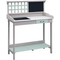 HOMCOM Outdoor Potting Table Bench Workstation with Wood Planting Shelves