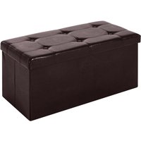 Pu Leather Ottoman Storage Bench Folding Footstool Button Tufted Footrest Brown - Homcom